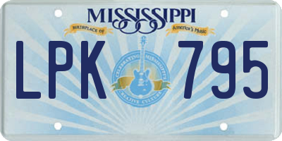 MS license plate LPK795