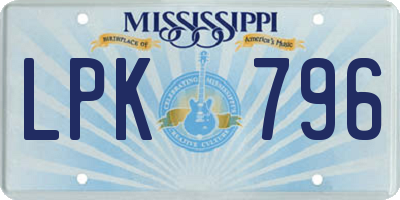 MS license plate LPK796