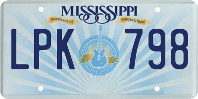 MS license plate LPK798