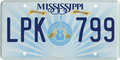 MS license plate LPK799