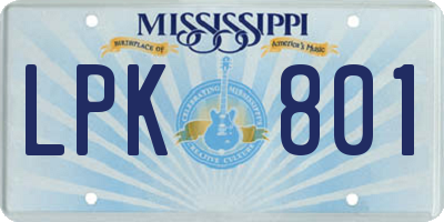 MS license plate LPK801