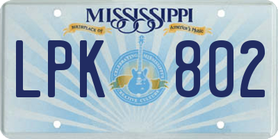 MS license plate LPK802