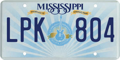MS license plate LPK804
