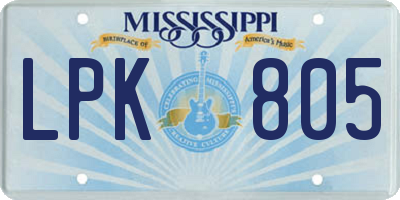 MS license plate LPK805