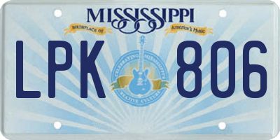 MS license plate LPK806
