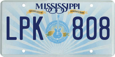 MS license plate LPK808