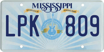 MS license plate LPK809