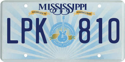 MS license plate LPK810