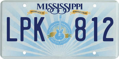 MS license plate LPK812
