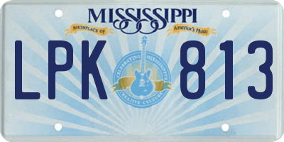 MS license plate LPK813