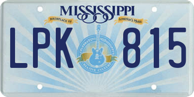 MS license plate LPK815