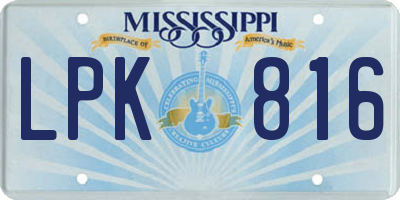 MS license plate LPK816