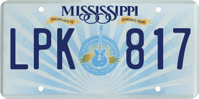 MS license plate LPK817