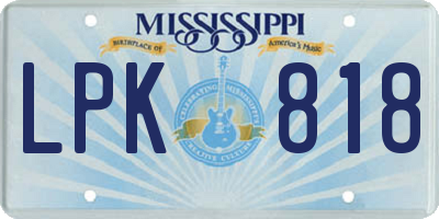 MS license plate LPK818