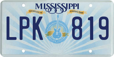 MS license plate LPK819