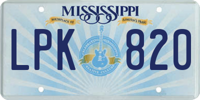 MS license plate LPK820