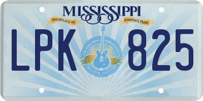 MS license plate LPK825