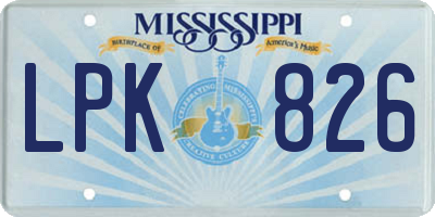 MS license plate LPK826