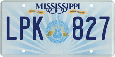 MS license plate LPK827