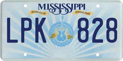 MS license plate LPK828