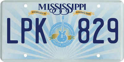 MS license plate LPK829