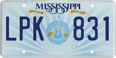 MS license plate LPK831