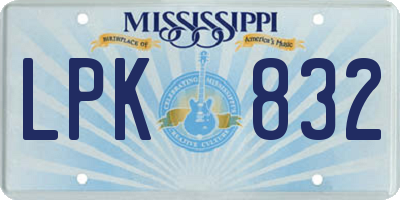 MS license plate LPK832