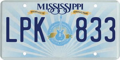 MS license plate LPK833