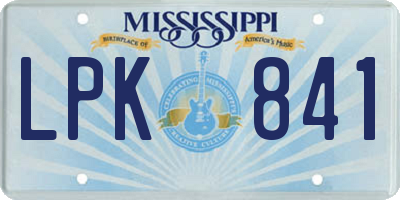 MS license plate LPK841