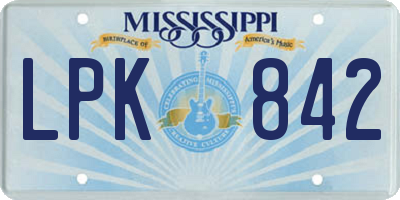 MS license plate LPK842