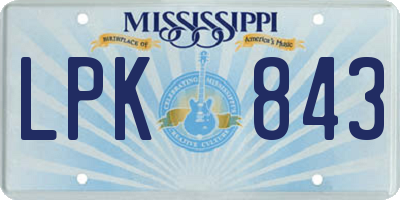 MS license plate LPK843