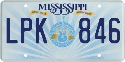 MS license plate LPK846