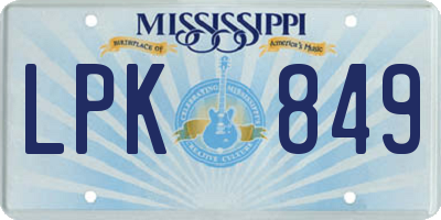MS license plate LPK849