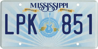 MS license plate LPK851