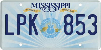 MS license plate LPK853