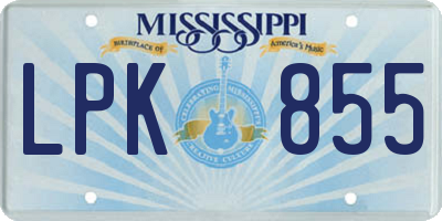 MS license plate LPK855