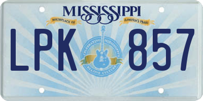 MS license plate LPK857