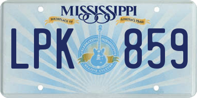 MS license plate LPK859