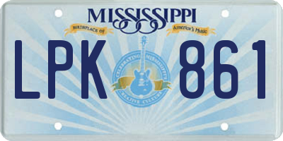 MS license plate LPK861