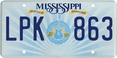 MS license plate LPK863