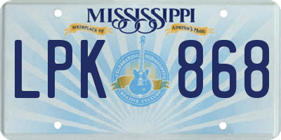 MS license plate LPK868