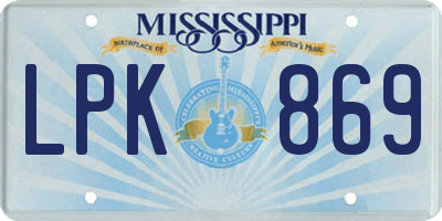MS license plate LPK869