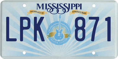MS license plate LPK871