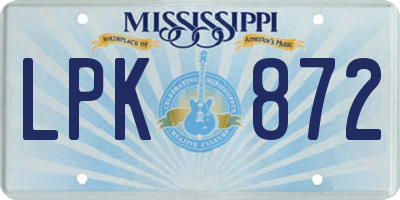 MS license plate LPK872