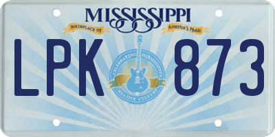 MS license plate LPK873
