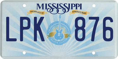 MS license plate LPK876