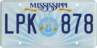 MS license plate LPK878