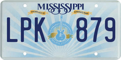 MS license plate LPK879
