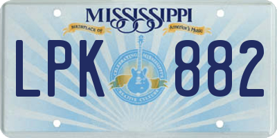 MS license plate LPK882