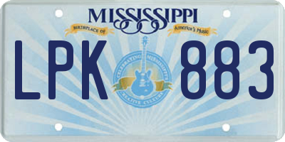 MS license plate LPK883